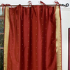 Rust  Tie Top  Sheer Sari Curtain / Drape / Panel  - Piece