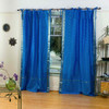 Enchanting Blue  Tie Top  Sheer Sari Curtain / Drape / Panel  - Piece