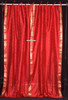 Fire Brick  Tie Top  Sheer Sari Curtain / Drape / Panel  - Piece