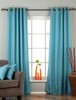 Turquoise Ring Top Matka Raw Silk Curtain / Drape / Panel - Piece