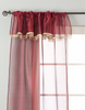 Maroon - Rod Pocket Sheer Tissue Curtain with Beaded Valance Panel Drape - Piece