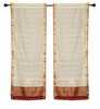 2 Cream Bohemian Indian Sari Curtains Rod Pocket Living Room  Window Treatment