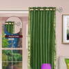 Forest Green Ring Top  Sheer Sari Curtain / Drape / Panel  - Piece