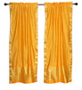 2 Boho Yellow Indian Sari Curtains Rod Pocket Window Panels Drapes