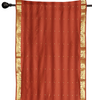 2 Boho Rust Indian Sari Curtains Rod Pocket Window Panels Drapes