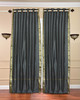 Dark Grey Ring Top  Sheer Sari Curtain / Drape / Panel  - Piece