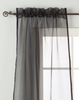Black - Rod Pocket Sheer Tissue Curtain Panel Drape - Various Sizes