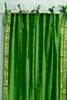 Forest Green  Tie Top  Sheer Sari Curtain / Drape / Panel  - Pair