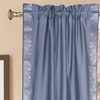 Gray Rod Pocket  Sheer Sari Curtains w/ Silver Border-Pair