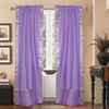 Lavender Rod Pocket  Sheer Sari Curtains w/ Silver Border-Pair