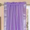 Lavender Rod Pocket  Sheer Sari Curtains w/ Silver Border-Pair