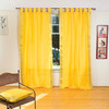 Yellow  Tab Top  Sheer Sari Curtain / Drape / Panel  - Pair
