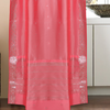 Pink Rod Pocket  Sheer Sari Curtains w/ Silver Border-Pair