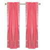 Pink Rod Pocket  Sheer Sari Curtains w/ Silver Border-Pair