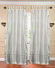 White with Silver trim Ring Top  Sheer Sari Curtain / Drape / Panel  - Piece