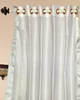 White with Silver trim Ring Top  Sheer Sari Curtain / Drape / Panel  - Piece