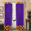 2 Eclectic Purple Indian Yellow Check Sari Curtains Tab Top drapes