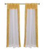 White with Golden Rod Pocket Sheer Tissue Curtain / Drape / Panel-84"-Piece