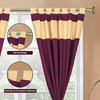 6 Pcs Maroon Gold Raw Silk Curtain ,Cushion Cover, Tieback Set