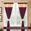 Maroon Gold Tab Top Raw Silk Curtain With Tieback-Pair