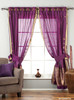 Purple Ring Top Sheer Sari Curtain - 43W x 84L - Pair