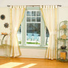 Indo Cream Tab Top Sari Sheer Curtain (43 in. x 84 in.) with matching tieback