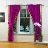 Indo Violet red Tab Top Sari Sheer Curtain (43 in. x 84 in.)  with matching tieback