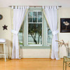 Indo White with golden trim  Tab Top Sari Sheer Curtain (43 in. x 84 in.) with tieback