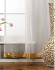 White with Gold Satin Rod Pocket Sheer Tissue  Curtain / Drape / Panel  - 84" - Piece