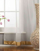 White with Gold Satin Tab Top Sheer Tissue  Curtain / Drape / Panel  - 84" - Piece