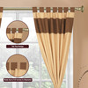 6 Pcs Set Gold Brown Raw Silk Curtain ,Cushion Cover, Tieback
