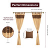 6 Pcs Set Gold Brown Raw Silk Curtain ,Cushion Cover, Tieback
