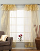 Golden Rod Pocket w/ attached Beaded Valance Sheer Tissue Curtains - Piece