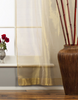 Golden Rod Pocket w/ attached Beaded Valance Sheer Tissue Curtains - Piece