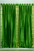 Indo Forest Green Tab Top Sari Sheer Curtain 43 in. x 84 in. - Piece