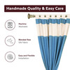 6 Pcs Turquoise Cream Raw Silk Curtain,Cushion Cover,Tieback Set