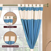 6 Pcs Turquoise Cream Raw Silk Curtain,Cushion Cover,Tieback Set