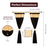 6 Pcs Black Gold Raw Silk Curtain,Cushion Cover,Tieback Set