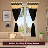 6 Pcs Black Gold Raw Silk Curtain,Cushion Cover,Tieback Set