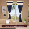 6 Pcs Blue Cream Raw Silk Curtain ,Cushion Cover, Tieback Set