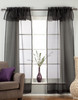 Black Rod Pocket w/ attached Valance Sheer Tissue Curtains - Piece