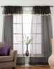 Black Rod Pocket w/ attached Beaded Valance Sheer Tissue Curtains - Piece