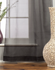 Black Rod Pocket w/ attached Beaded Valance Sheer Tissue Curtains - Piece