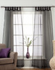Black Tab Top Sheer Tissue Curtain / Drape / Panel - 84" - Piece