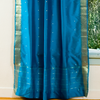 Turquoise 84-inch Rod Pocket Sheer Sari Curtain Panel (India)-Pair