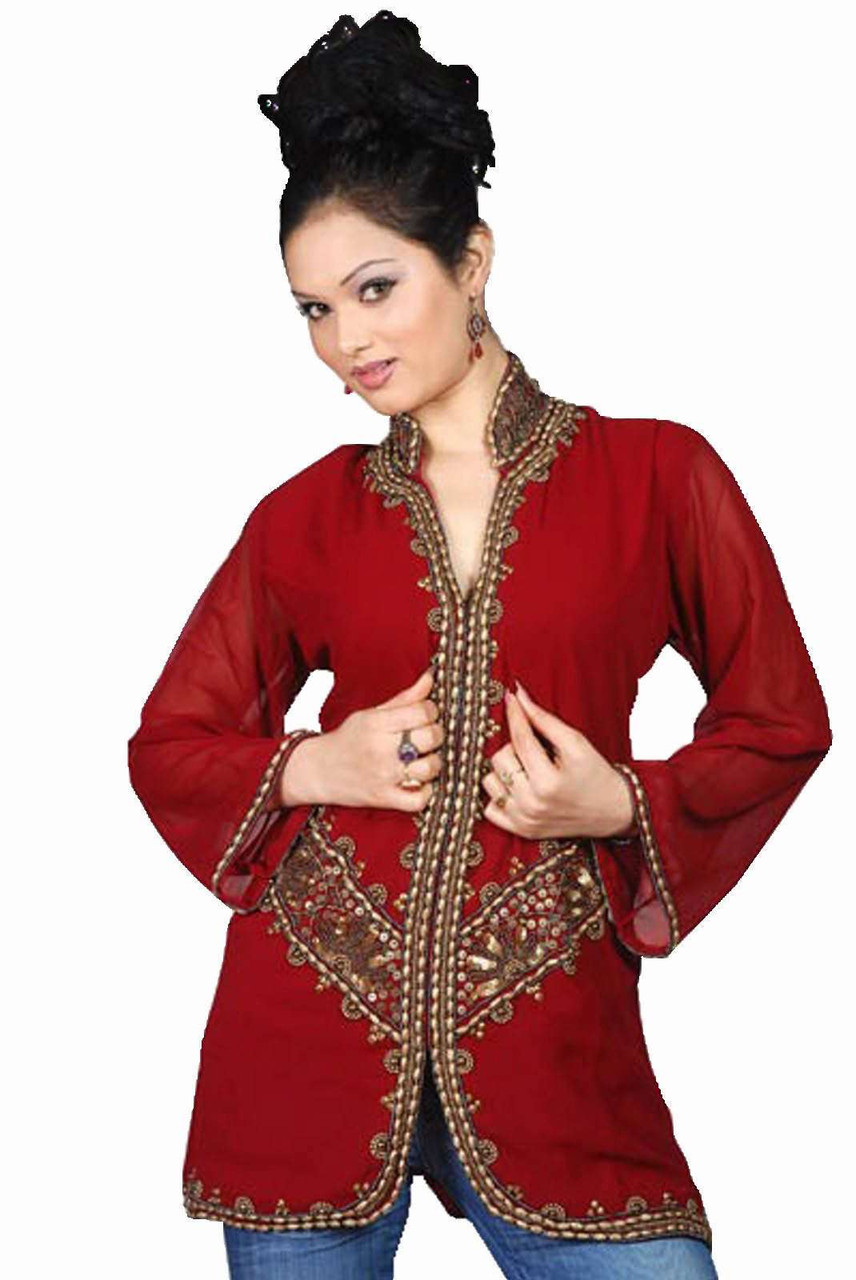 Buy Stunning KJ08 Full-sleeves Black-Red Kalamkari Quilted Long Jacket  Online | Kessa