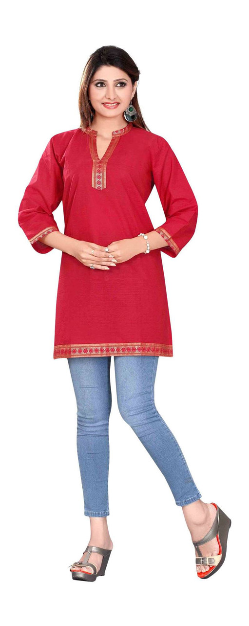Buy Red Short Kurti Set by PETTICOAT LANE BY DIVYA at Ogaan Online Shopping  Site