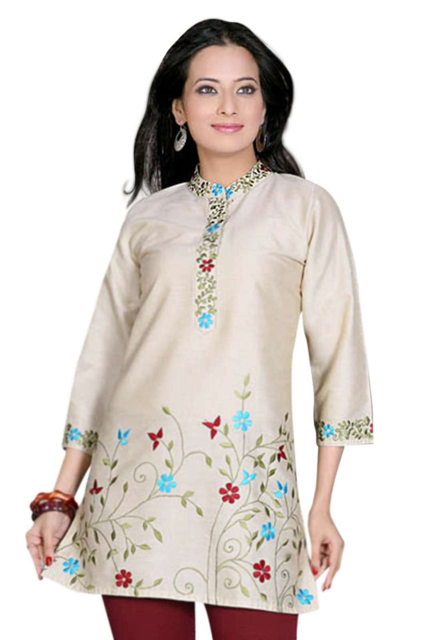 Premsetu Mal Foil Print Hand Work Long Anarkali Style Kurti On 3/4 Sleeve(PS13074A)  at Rs 1145 in Surat