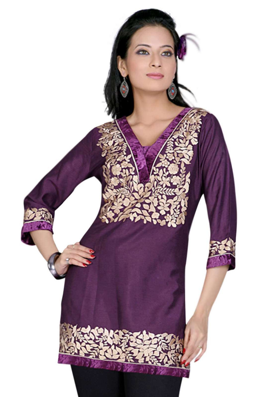 Buy Peace Fashion Georgette Fabric Purple Color Kurti (Size-2XL|Purple |  Plain Gown) at Amazon.in