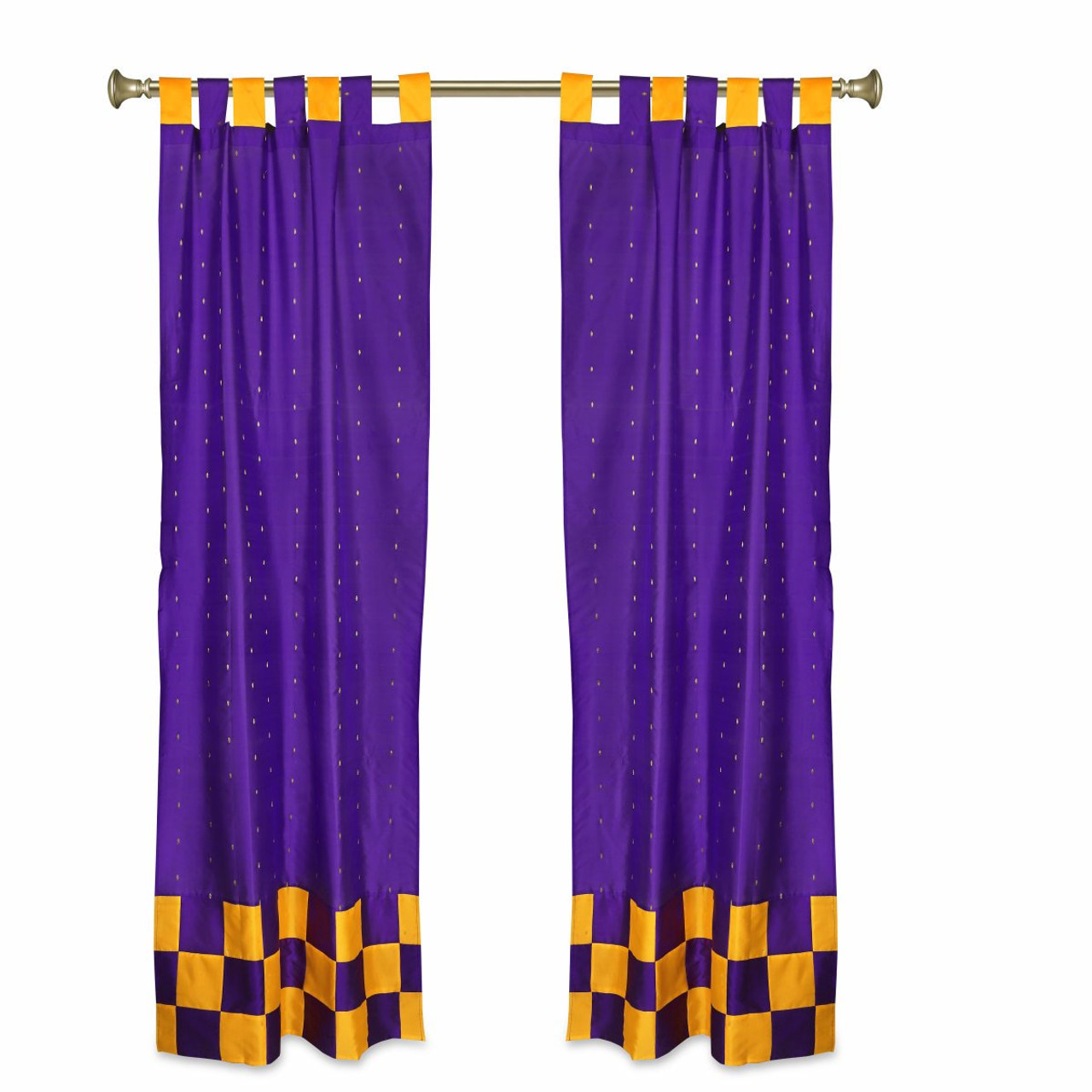 2 Boho Purple Indian Sari Curtains Rod Pocket Window Panels Drapes 